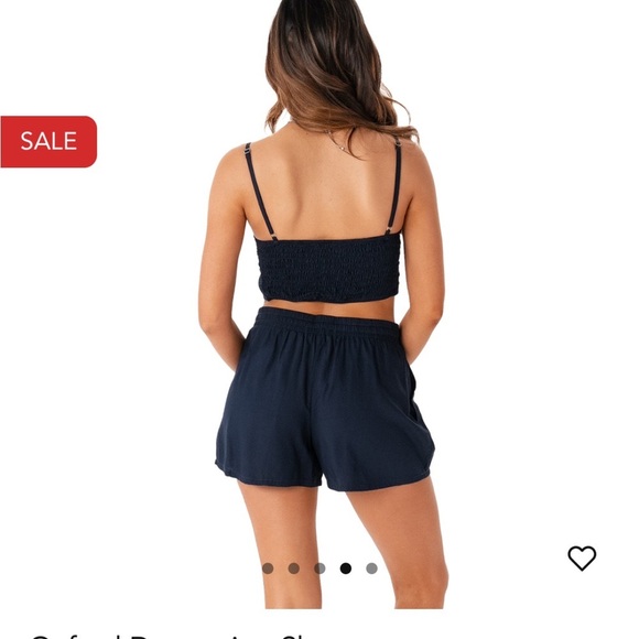 Oxford Drawstring Women's Navy Cotton Cabana Shorts - Picture 5 of 8